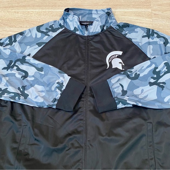Profile Varsity Other - Michigan State Spartans Track Jacket Men’s 4XLT (TALL) Black & Camo Full Zip MSU